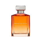 Rectangular, faceted orange glass bottle with siilver cap, labeled with 'Levant' by Ormonde Jayne